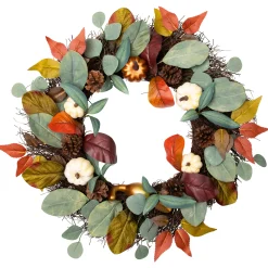 Northlight Pumpkin, Pinecone, And Gourd Artificial Fall Harvest Wreath, 24-Inch, Unlit