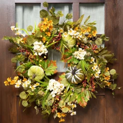 Northlight Pumpkins And Berries Artificial Fall Harvest Twig Wreath, 24-Inch, Unlit