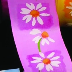 The Ribbon People Purple And White Gerbera Daisies Wired Craft Ribbon 1.5" X 27 Yards