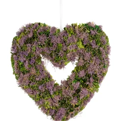 Northlight Purple Moss And Green Twig Valentine's Day Heart Wreath, 14.5-Inch, Unlit