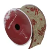 Ribbon*Northlight Red And Beige Christmas Tree Wired Craft Ribbon 2.5" X 10 Yards