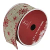 Ribbon*Northlight Red And Beige Snowflake Wired Christmas Craft Ribbon 2.5" X 10 Yards