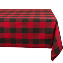Linens*CC Home Furnishings Red And Black Buffalo Plaid Rectangular Christmas Tablecloth 60" X 104"