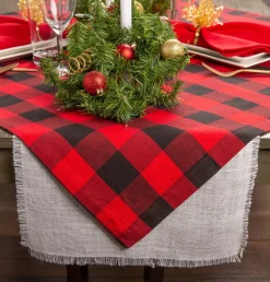 Linens*CC Home Furnishings Red And Black Buffalo Plaid Rectangular Christmas Tablecloth 60