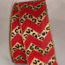 Ribbon*The Ribbon People Red And Black Cheetah Design Wired Craft Ribbon 2.5" X 20 Yards