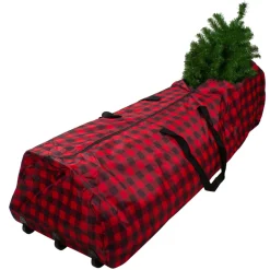 Tree Storage*Dyno Red And Black Plaid Rolling Tree Christmas Tree Storage Bag For Artificial Trees Up To 7.5Ft