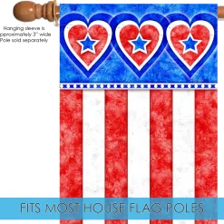 Toland Home Garden Red And Blue Hearts With Stripes Patriotic Outdoor House Flag 40