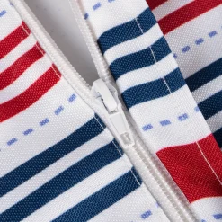 CC Home Furnishings Red And Blue Patriotic Striped Round Tablecloth With Zipper 60