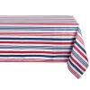 CC Home Furnishings Red And Blue Patriotic Striped Rectangular Tablecloth 60" X 84"