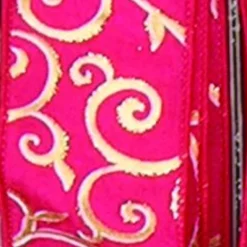 The Ribbon People Red And Gold Swirl Wired Craft Ribbon 2.5" X 20 Yards