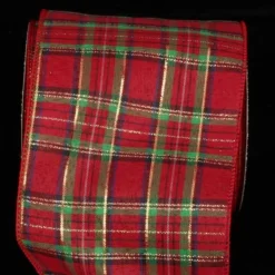 Ribbon*The Ribbon People Red And Gold Tartan Plaid Wired Craft Ribbon 5" X 40 Yards