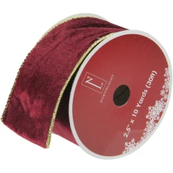 Ribbon*Northlight Red And Gold Wired Christmas Craft Ribbon 2.5" X 10 Yards