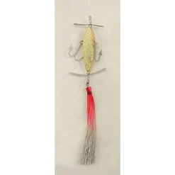 JWM Hobbies>Red And Gray Sisal Lure Fishing Christmas Ornament 6.5"