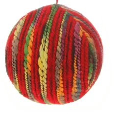 Raz Balls>Red And Green Strings Christmas Ball Ornament 5" (125Mm)