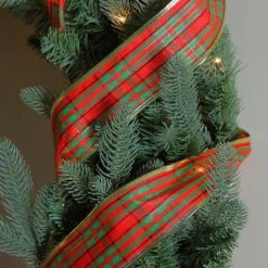 Ribbon*Northlight Red And Green Striped Wired Christmas Craft Ribbon 2.5