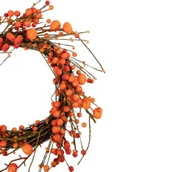 Berry Wreaths*Northlight Red And Orange Berries With Mini Pumpkins Fall Harvest Wreath, 20-Inch, Unlit