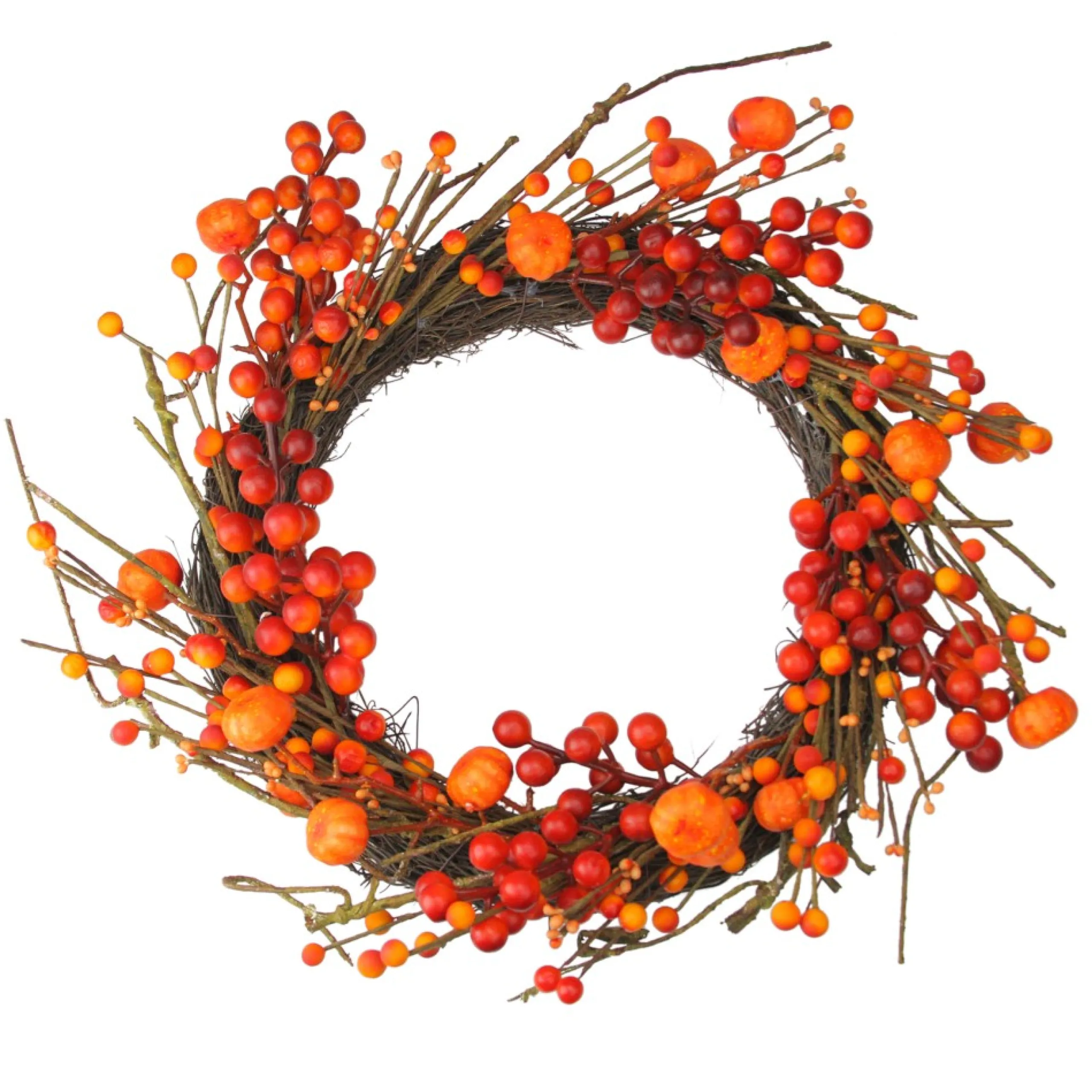Berry Wreaths*Northlight Red And Orange Fall Berry And Mini Pumpkin Artificial Thanksgiving Wreath - 20-Inch, Unlit