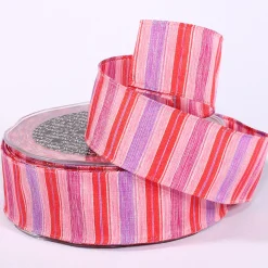 The Ribbon People Red And Pink Striped Wired Craft Ribbon 1.5" X 27 Yards