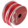 Ribbon*Northlight Red And Silver Striped Christmas Wired Craft Ribbon 2.5" X 10 Yards