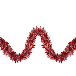 Classic Tinsel Garland*Northlight Red And Silver Wide Cut Christmas Tinsel Garland - 12 Feet, Unlit