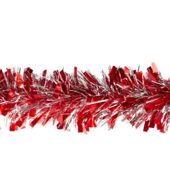 Classic Tinsel Garland*Northlight Red And Silver Wide Cut Christmas Tinsel Garland - 12 Feet, Unlit
