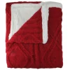 Pillows & Throws*Northlight Red And White Cable Knit Plush High Pile Fleece Throw Blanket 50" X 60"
