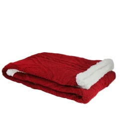 Pillows & Throws*Northlight Red And White Cable Knit Plush High Pile Fleece Throw Blanket 50