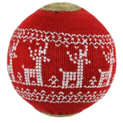 Gallerie II Animals>Red And White Deer Knit Christmas Ball Ornament 4" (100Mm)