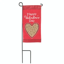 Contemporary Home Living Red And White Double Applique "Happy Valentine's Day" Outdoor Garden Flag With Pole 8.5" X 4"