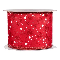 Northlight Red And White Hearts Valentine's Day Wired Craft Ribbon 2.5