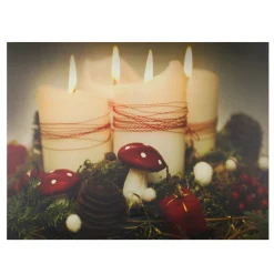 Wall & Door Decorations*Northlight Red And White Led Lighted Flickering Candles Christmas Wall Art 11.75" X 15.75"