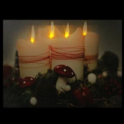 Wall & Door Decorations*Northlight Red And White Led Lighted Flickering Candles Christmas Wall Art 11.75" X 15.75"
