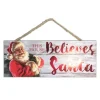 Signs & Plaques*Glow Decor Red And White Santa Printed Rectangular Christmas Wall Sign With Rope Hanger 4" X 10"