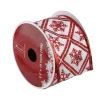 Ribbon*Northlight Red And White Snowflake Christmas Wired Craft Ribbon 2.5" X 10 Yards