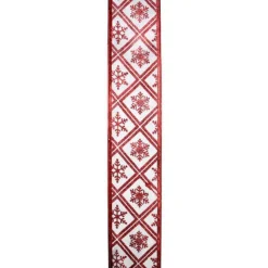 Ribbon*Northlight Red And White Snowflake Christmas Wired Craft Ribbon 2.5" X 10 Yards