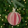 Northlight Balls>Red Striped And Ribboned Christmas Ball Ornament 6.75" (170Mm)