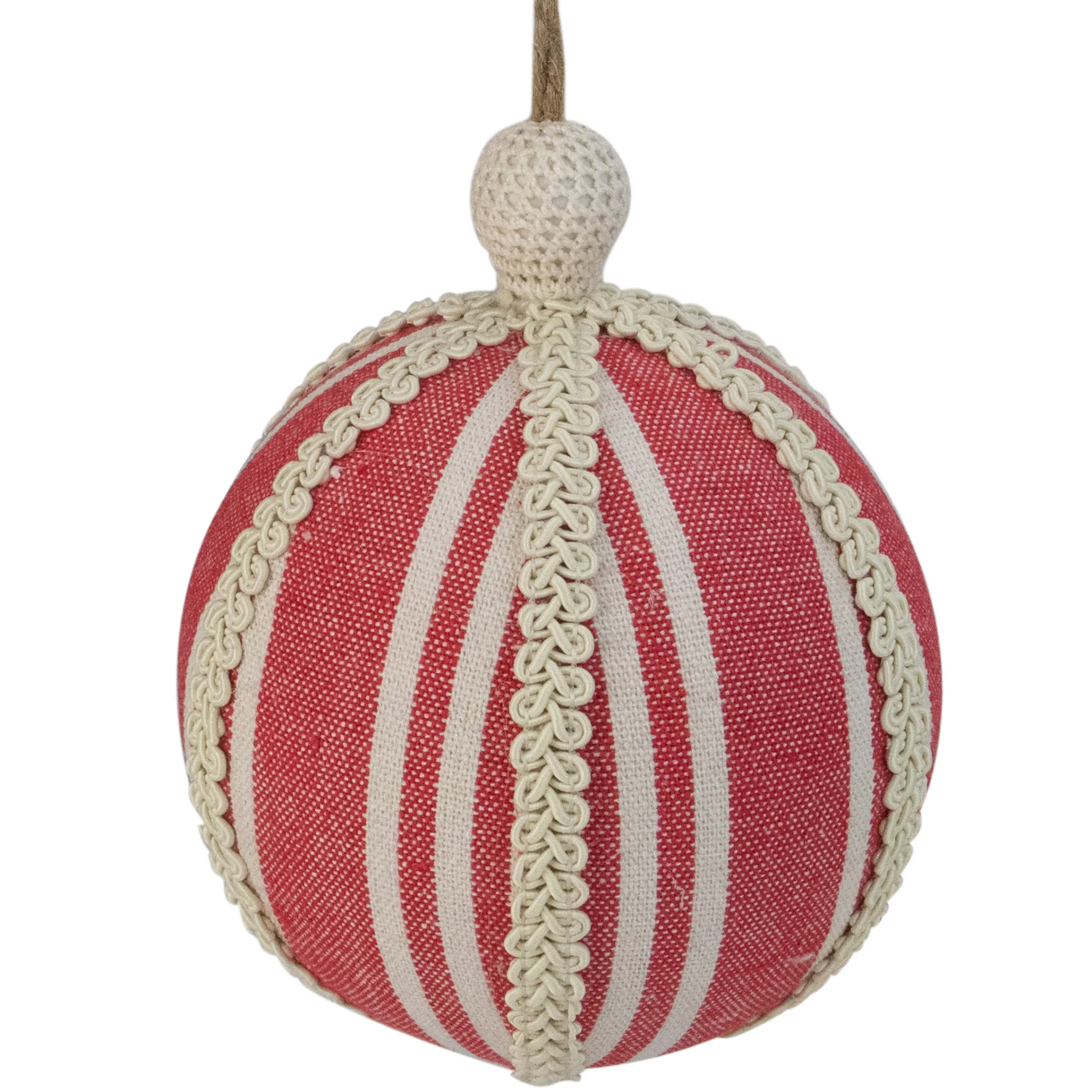 Northlight Balls>Red Striped And Ribboned Christmas Ball Ornament 6.75" (170Mm)