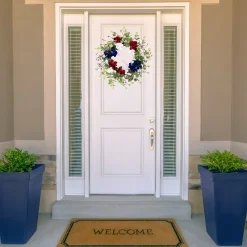 Northlight Red, White And Blue Hydrangea And Eucalyptus Patriotic Artificial Wreath