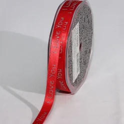 The Ribbon People Red With Silver Glitter "I Love You" Woven Edge Craft Ribbon 0.25" X 108 Yards