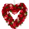 Northlight Red Wooden Rose Floral Heart Shaped Artificial Valentine's Day Wreath, 10-Inch