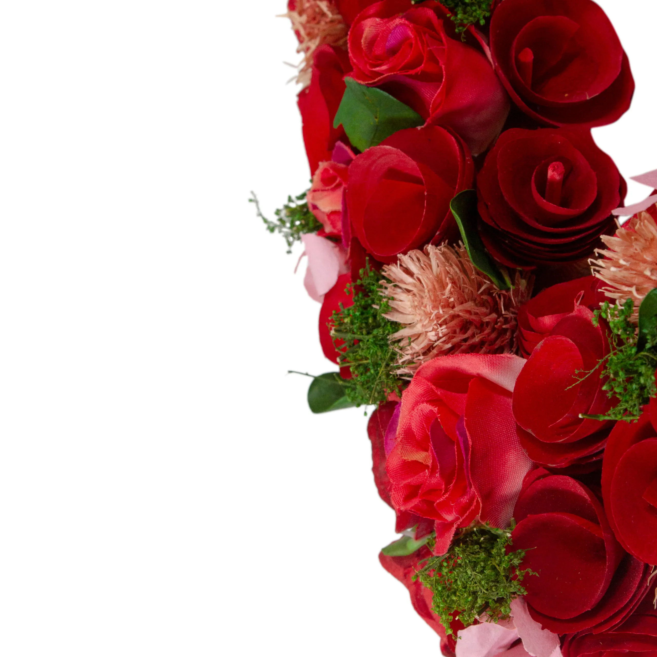 Northlight Red Wooden Rose Floral Heart Shaped Artificial Valentine's Day Wreath, 10-Inch