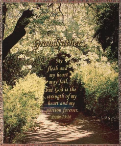 CC Home Furnishings Religious Grandfather Inspirational Bible Verse Tapestry Throw Blanket 50" X 60"