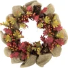 Northlight Rustic Burlap Fall Harvet Wreath With Acorns And Berries, 18-Inch