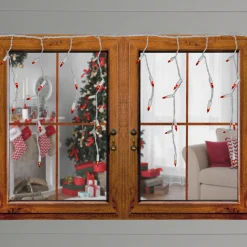 Hofert Set Of 100 Amber Orange Everglow Icicle Christmas Lights - White Wire