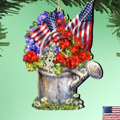 Designocracy Garden & Floral>Set Of 2 American Freedom Celebration Wooden Christmas Ornaments 5.5"