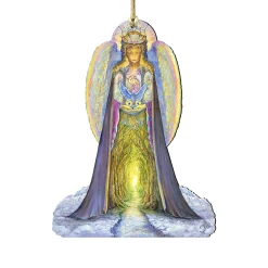 Designocracy Angels & Cherubs>Set Of 2 Angel Hands Of Love Wooden Christmas Ornaments 5.5"