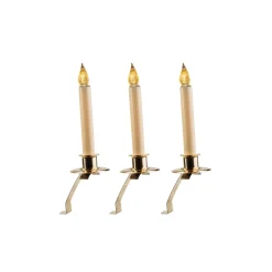 CC Christmas Decor Set Of 3 Battery Operated Led Gold Cambridge Slant Christmas Candle Lamps 12"