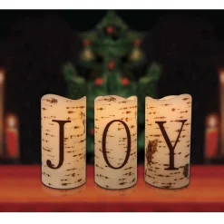 Candles & Holders*Northlight Set Of 3 Battery Operated Joy Christmas Led Flame-Less Candles 6"