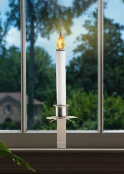 Contemporary Home Living Set Of 3 Battery Operated Christmas Candle Lamps With Cambridge Slant Brackets 12"