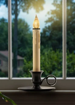 CC Christmas Decor Set Of 4 Battery Operated Led Christmas Window Candle Lamps With Sensor 9"